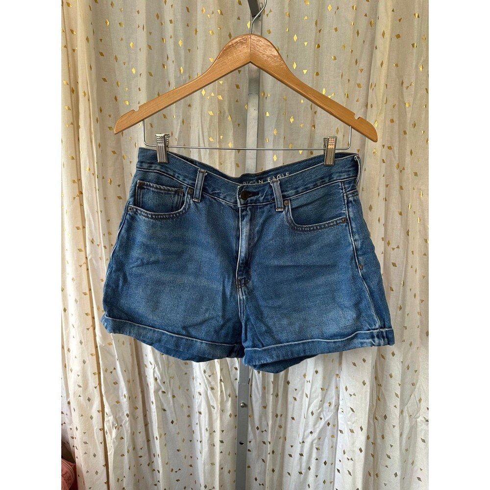 American Eagle 100% Cotton Medium Wash Cuff Mom Denim Jeans Shorts 10